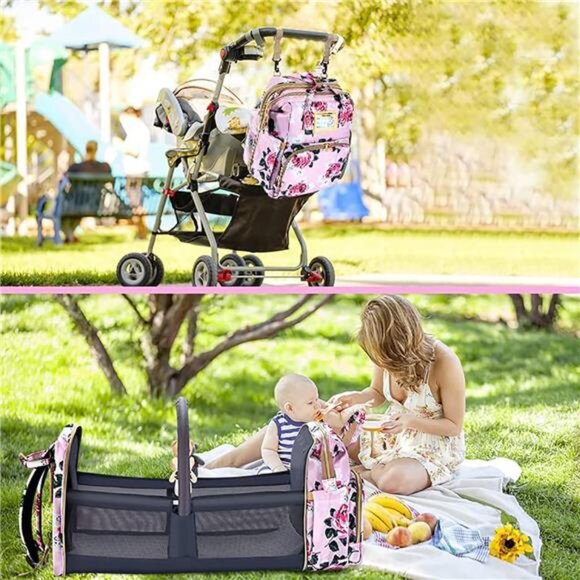Amazon.com: Diaper Bag Backpack with Changing Station: Pink  Diaper Bag Backpack with Changing Station Large Baby Toddler Organizer Stroller